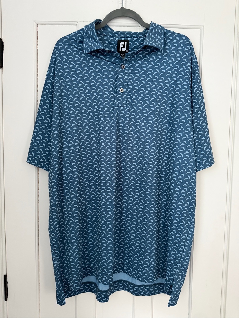 FootJoy Teal-Blue Micro Print Men's Golf Polo
